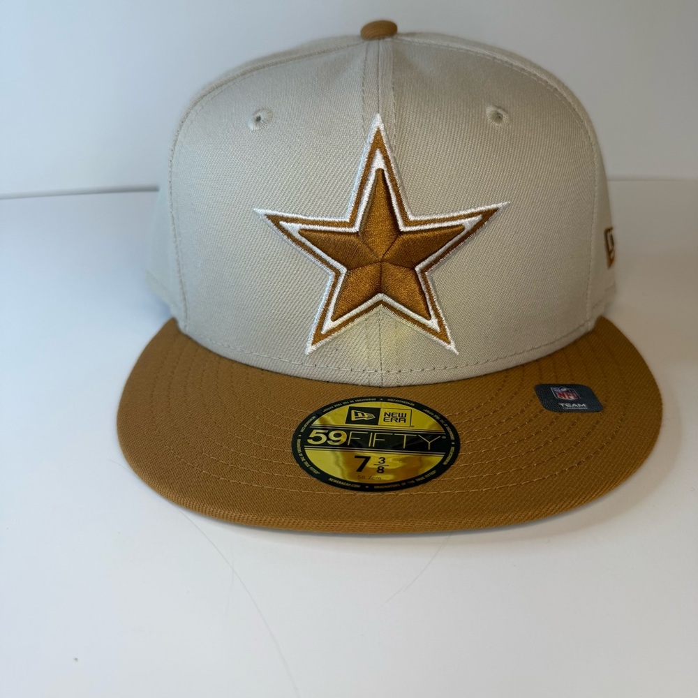 Dallas Cowboys New Era 59FIFTY Fitted Hat Ivory Tan Color Pack 7 3/8 NFL Cap NEW - Picture 8 of 8